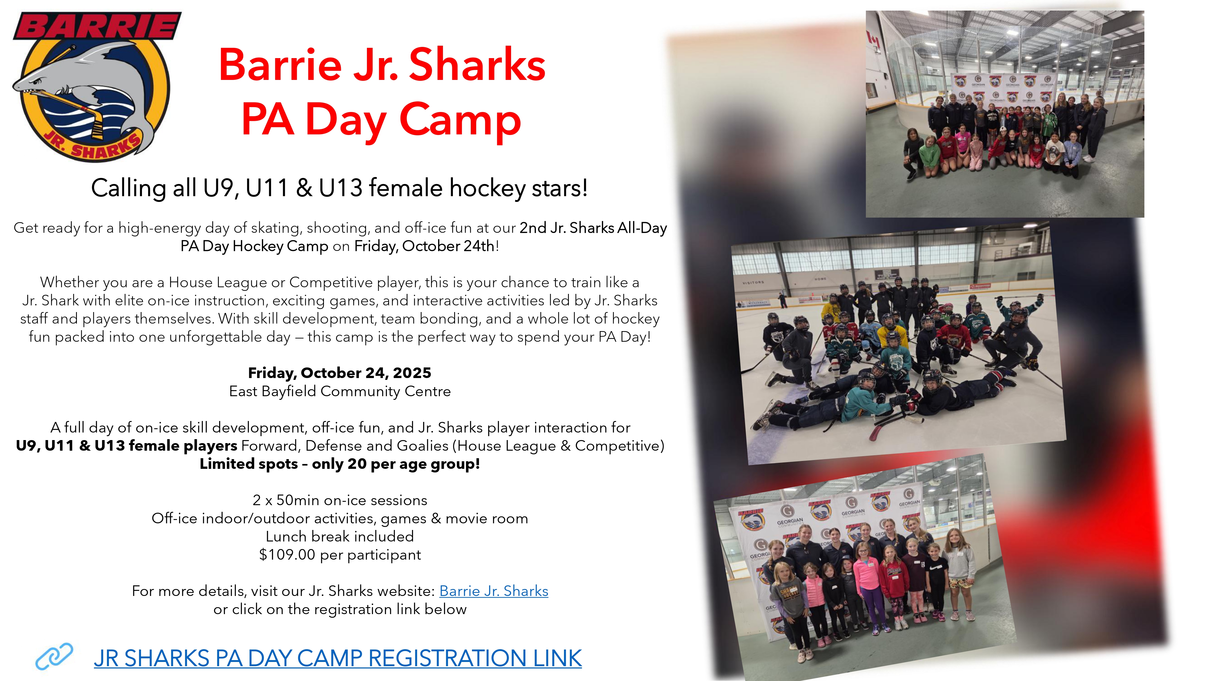 Jr. Sharks PA Day Camp - October 24th Registration Link