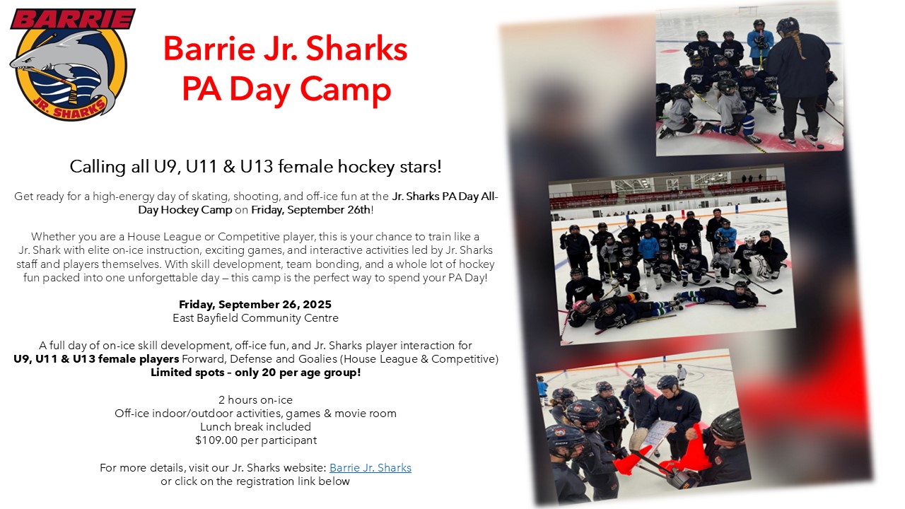 Jr. Sharks PA Day Camp - Friday September 26th